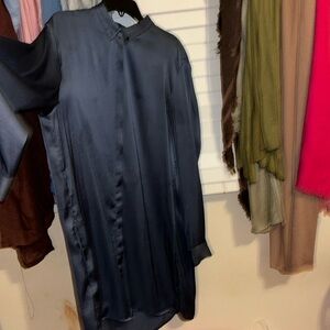 Navy Blue Button Down Blouse Dress